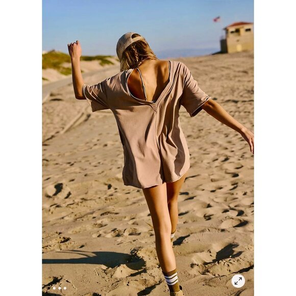 Free People Movement Hot Shot Romper Mocha Latte Small Medium - Picture 2 of 16